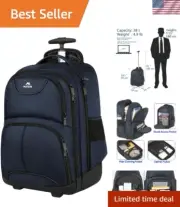 Backpack with Wheels, Travel-Friendly Rolling Laptop Backpack for Men Women, ...
