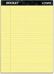 Docket Ruled Perforated Pads, 8 1/2 X 11 3/4, Canary, 50 Sheets, Dozen