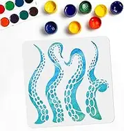 MAYJOYDIY Octopus Stencil Octopus Tentacles Painting Wall Stencils Sea Creatures Theme 11.8×11.8inch Reusable PET Template on Wood Wall Canvas DIY Craft Stencils