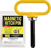 Yellow Magnetic Lawn Mower Trailer Hitch Pins, Ultra Strong Neodymium Magnet Trailer Gate Pin for One Handed Hook On & Off, Securely Hitch Lawn & Tow Behind Attachments