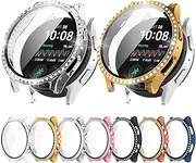 7-Pack Bling Case for Samsung Galaxy Watch 7 40mm 44mm with Tempered Glass Screen Protector, High Definition Scratch Resistant Hard PC Bumper Cover Watch 7 for Accessories (40mm)
