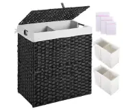 GREENSTELL Laundry Hamper with lid No Install Needed 110L Wicker Laundry Basket