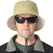 [OZ SMART Australia] Winter Big Head Bucket Hat with Inner Fleece, Men/Women Wide Brim Bucket Hat for Fishing Camping with Chin Strap UPF 50 UV