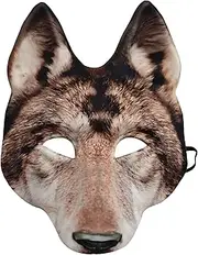 Qianly Wolf Head Mask Wolf Cover for Fancy Dress Party Burlesque Shows, Brown