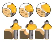 3/8" 3 Bit Edge Forming Router Bit Set - 1/2" Shank - Yonico 13311