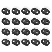 20Pcs 5mm Plastic Cord Locks Double Hole Spring Toggle Stopper, Black/White