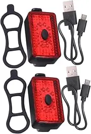 BESPORTBLE 2 Sets USB Rechargeable Bike Tail Light Glowing Cycling Night Safety Warning Light for Outdoor Riding Red