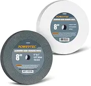 POWERTEC Bench Grinder Wheel 8 Inch 60 & 150 Grit, White Aluminum Oxide Grinding Wheel for Bench and Pedestal Grinder, 1" Thick 5/8" Arbor, Sharpening & Shaping Drill Bits, Blade, Chisel, 2PK (15528)