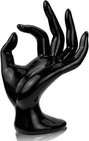 yuntop 1 Pack Hand Form Ring Holder Mannequin Hand Jewelry Organizer Stand Watch Stand Bracelet Ring Support Aesthetic Rack (Black)
