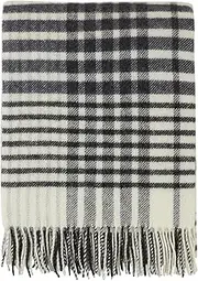 Cozy Blankets | Wool Blanket/Throw | 100% New Zealand Wool | Perfect for Home and Outdoors | Virgin Wool Blanket with Fringes 55"x79" (140 x 200 cm) (Milky Navy)