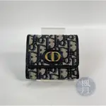 CHRISTIAN DIOR 迪奧 S2057UTZQ 藍緹花帆布蒙田3折短夾 皮夾 精品皮夾 精品短夾