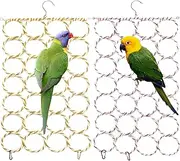 BNOSDM 2 Packs Bird Hemp Rope Net Swing Climbing Rope Net for Birds Parrot Ladder Macaw Hanging Hammock Activity Toy for Rats Parakeet Cockatiel Cockatoo Conure African Grey Budgie