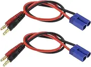 VGOL 2Pcs EC5 Plug to 4mm Banana Charger Cable, Fit for RC Lipo Battery Charging - 12Inch(14AWG)