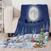 Beautiful Snowflake Christmas 3D Warm Plush Fleece Blanket Picnic Sofa Couch