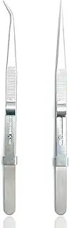 YUESUO Premium Precision Tweezers Set - Anti-Static Stainless Steel Curved and Diamond Stone Tweezers for Gems and Jewelry (Straight and Bend Head)