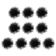 10Pcs 2.8" Chiffon Flowers Fabric Flower Sewing Fabric Appliques Black