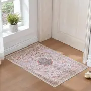 Vintage Big Seal Carpet with Light Pink Base Small Area Rugs 2x3, Throw Rug