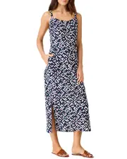 NIC+ZOE Indigo Angles Linen-Blend Dress