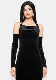 Command Attention Velvet Midi Dress