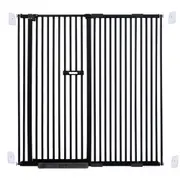 riin Extra Tall 150cm Baby Pet Security Gate Metal Safety Guard Tension Pressure Mounted for Children Dog Kitten Adjustable Width Range 135-145cm Largest Gap Between Bars 42mm Model B42 Black