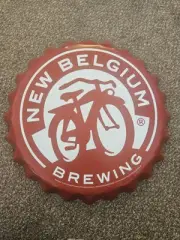 New Belgium Brewing Beer Tin Bottle Cap Sign 18 Inches In Diameter