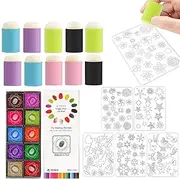 Finger Daubers Kit, Finger Painting Set, Sponge Daubers Kit, Craft Painting Kit, Washable Painting Kit, Toddler Drawing Tools, Craft Washable Painting Kit 20 Colors Inkpad Drawing Tool for Toddler