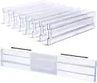 8 Pack Adjustable Drawer Dividers, Expandable 12.2-21.4,Clear Plastic Organizers