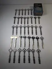 37 VTG ANTIQUE SKELETON BIT KEYS UNCUT BLANKS INDEPENDENT LOCK ILCO CORBIN