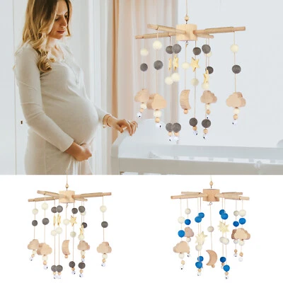 Baby Crib Mobile for 0 to 12 Months Baby Wooden Wind Chime Bed Bell Felt guTZQ