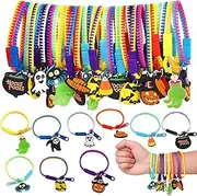YUJUN 28PCS Halloween Zipper Bracelets for Kids,Halloween party favor Fidget Zipper Wristbands Bulk for Kids Halloween Trick or Treat Gifts Prizes Giveaways Non Candy Goodie Bag Stuffers and Kids Halloween Party Supplies
