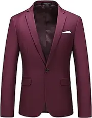 [JEShifangjiusu] 1 Button Men's Party Suit Solid Color Casual Tuxedo Blazer for Theme Parties