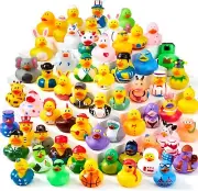 30 Pcs Rubber Ducks Random Assortment Mini Rubber Duckie Toys with Mesh Carry