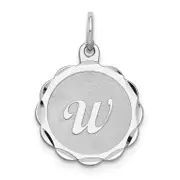 Sterling Silver Silver/Rhodium-Plated Brocaded Letter W Initial Pendant