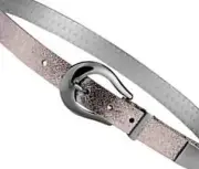 DKNY DONNA KARAN Womens BELT Gunmetal Tipped LEATHER KRINKLE SZ L $58 MSRP NWT