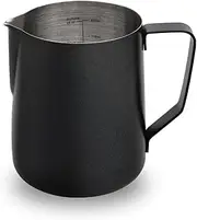 watchget Stainless Steel Milk Frother Jug 32oz/900ml, Coffee Frothing Pitcher for Espresso Machine, Barista Tools with Measurement Marks, Latte Art Accessories, Black