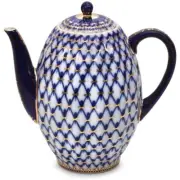 Imperial Porcelain Cobalt Net Coffeepot LFZ Lomonosov Porcelain 1.3 qt Pot