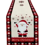 NNETM Seasonal Winter Holiday Table Runner - Red and Black Buffalo Check Plaid with Santa Claus & Snowflake Patterns