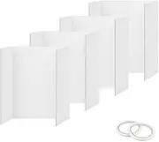 Tri-Fold Presentation Boards, 4Pcs Trifold Poster Board with Tape, White Corrugated Display Board, Science Fair Board Tri Fold, White Corrugated Project Boards for Science Fairs, 21.5x14 Inches