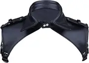 [TiaoBug] Men's Adjustable Faux Leather Body Chest Harness Lapel Costume with Press Buttons