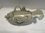 Vintage Studio Art Glazed Pottery Lidded Fish Bowl/Pot Handcrafted signed 1980’s