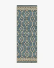 75' x 215' | Machine Washable Runner Rug | Kid & Pet Friendly | Indoor Rug | Newport Slate Blue Re-Jute Rug by Gray Malin | Ruggable