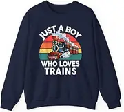 [X.Style] Just A Boy Who Loves Trains- Lover Toddler ds038 Sweater Navy 3XL