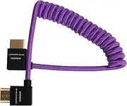 Kondor Blue 12-24" Gerald Undone Right Angle Full HDMI Coiled Cable, Purple