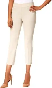 Nine West Women's Beige Stretch Flat Front Skinny Leg Cropped Pants Size 4