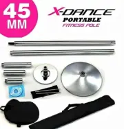 X Dance Pole Chrome 45 MM Spinning or Static Professional Exotic 9 FT Portable