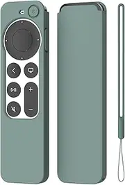 K TOMOTO Compatible with Apple TV 4K Siri Remote Case 2021, Silky-Soft Anti-Slip Protective Silicone Cover for Siri Remote Control 2nd Generation [Lanyard Included], Pine Green