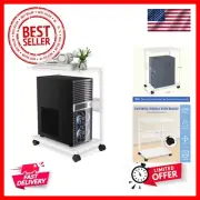 PC Stand Iron Computer Tower Stand 2-Tier CPU Stand with Locking Caster Wheel...