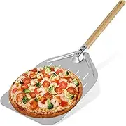 12inch Pizza Peel Aluminum Alloy Pizza Shovel with Handle Unique Hollow Out Design Non-Stick Pizza Spatula Professional Pizza Peel Turner for Baking Homemade Pizza Bread