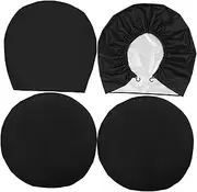 Generic 4pcs Tire Cover Wheel Cover Trailer Cars Cart Tires The Tow Car Tire Protector Tire Protective Cover Tire Guards Tire Storage Cover Black 420d Oxford Cloth with Silver Coating