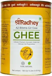 SHREE RADHEY A2 Bilona Gir Cow Ghee | 5 Litre | Traditional Bilona Method | Cult